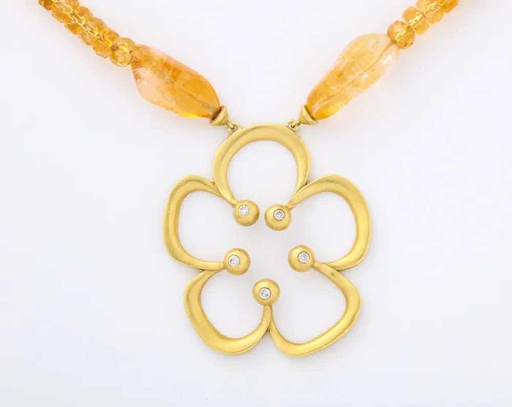 E Rand 18kt Gold Diamond Citrine Necklace - image 4