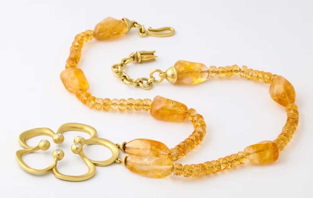 E Rand 18kt Gold Diamond Citrine Necklace - image 6