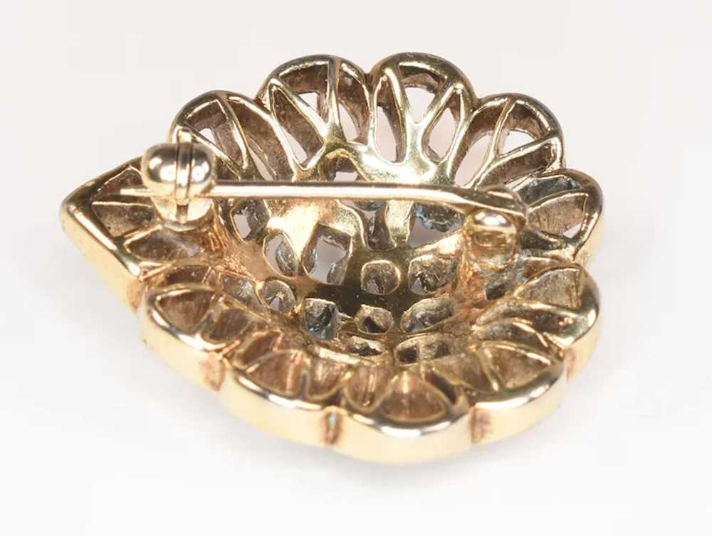 Signed Crown Trifari enamel flower heart brooch - image 3