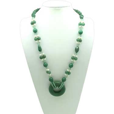 Jade, Nephrite and Freshwater Pearl Necklace