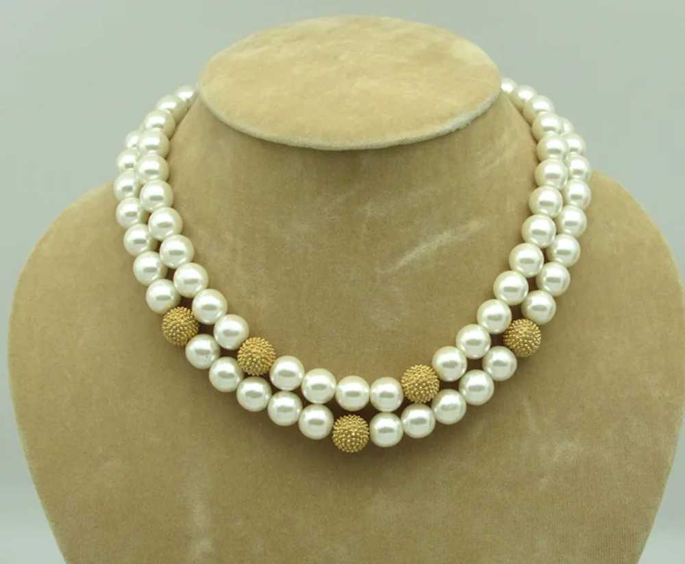 Erwin Pearl Double Strand Imitation Pearl Necklace - image 2