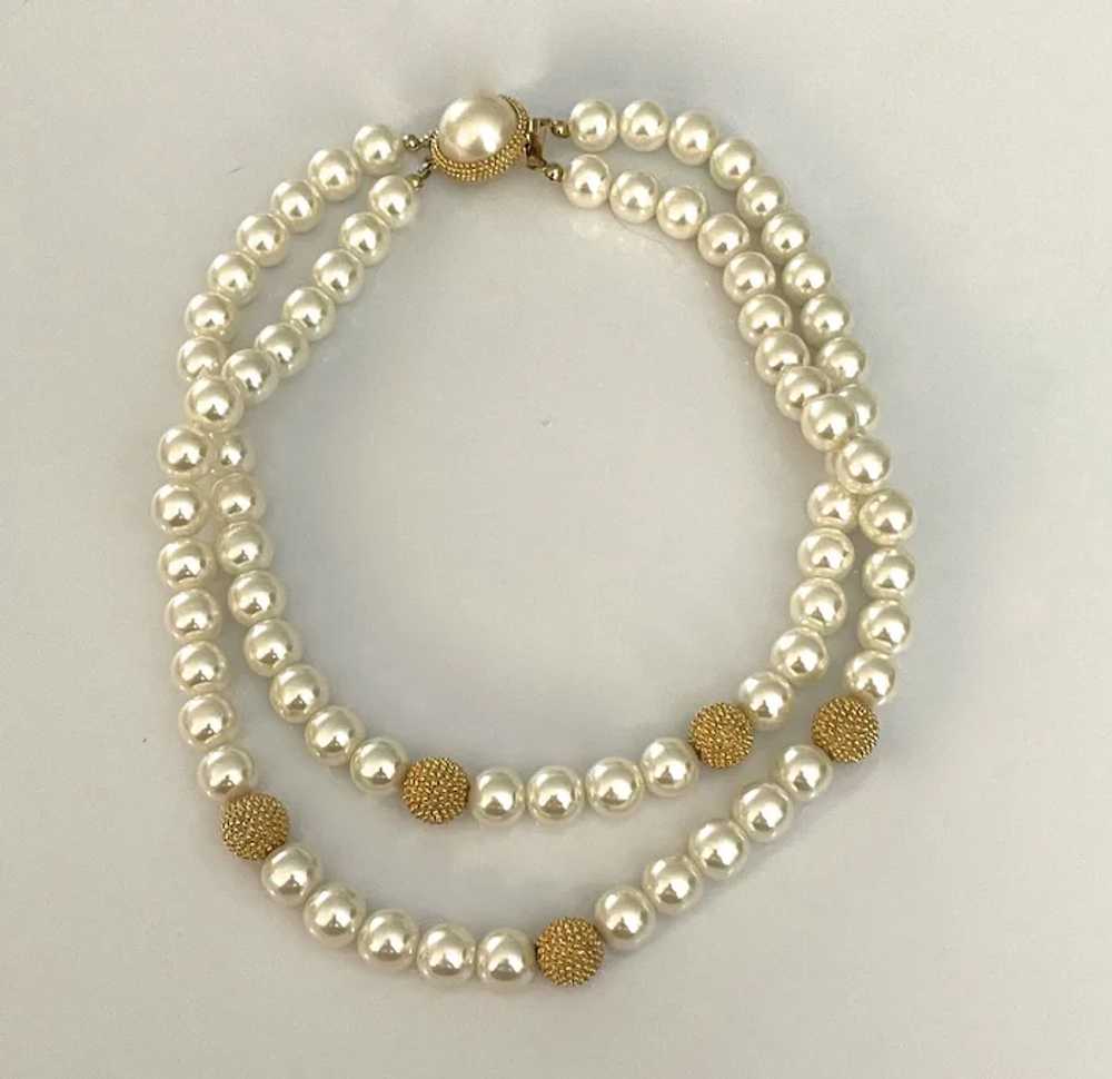 Erwin Pearl Double Strand Imitation Pearl Necklace - image 5