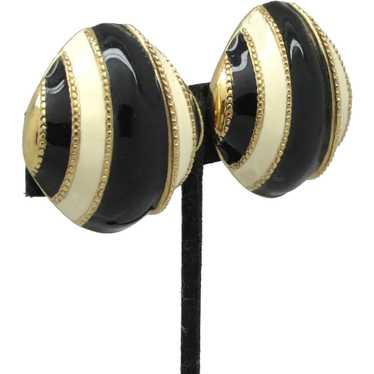 Black and Cream Enamel Earrings