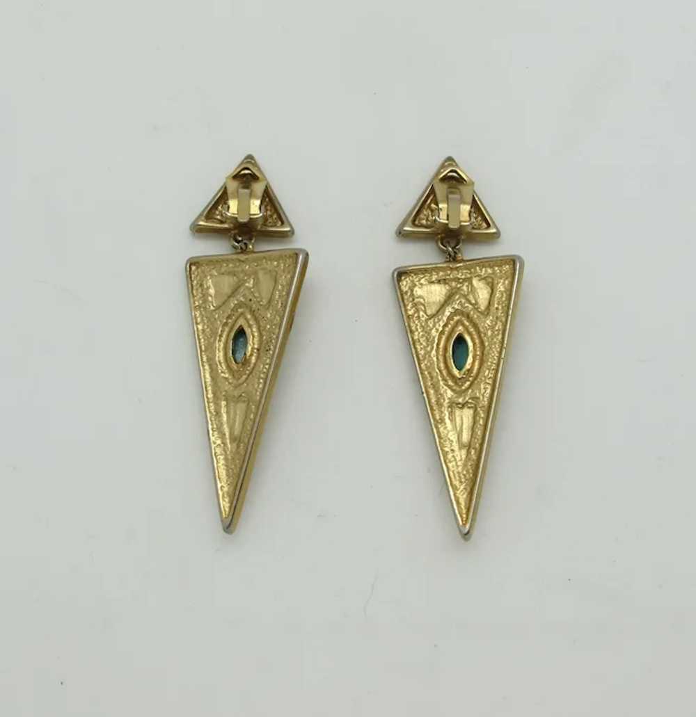 Geometric Dangling Earrings with Imitation Turquo… - image 3