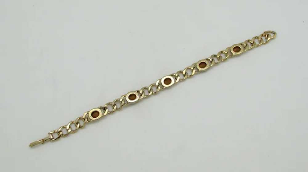 Gold Tone Chain Link Bracelet with Faceted Glass - image 5