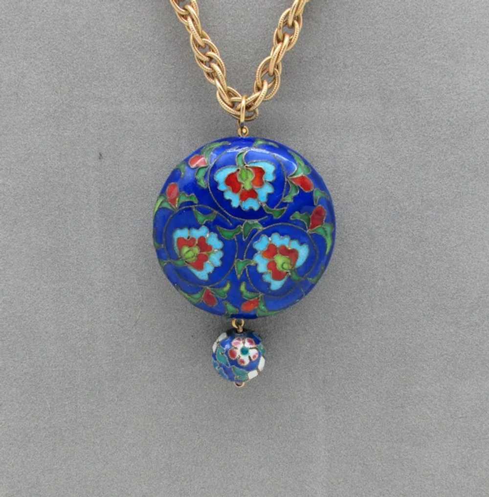 Hobe Cloisonne Pendant on Chain - image 2