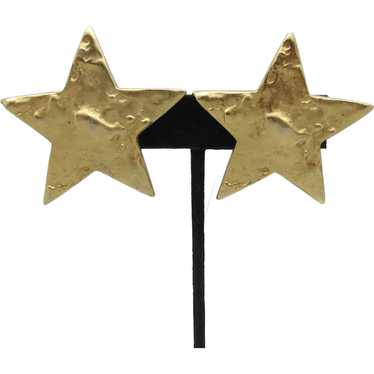 Poured Goldtone Metal Star Earrings