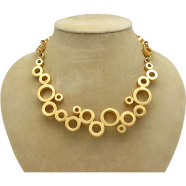 1980s Brushed Goldtone Metal Bubble Necklace