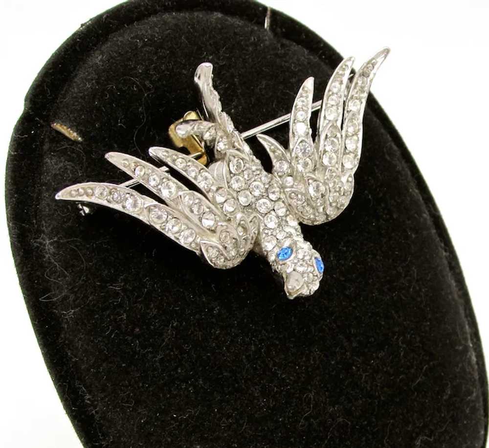 Hobe Articulated Rhinestone Bird Brooch - Gem