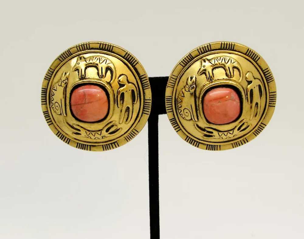 Laurel Burch Tribal Design Earrings - image 2