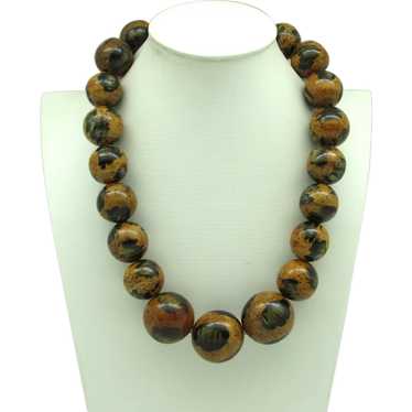Graduated Painted Wood Bead Necklace - image 1