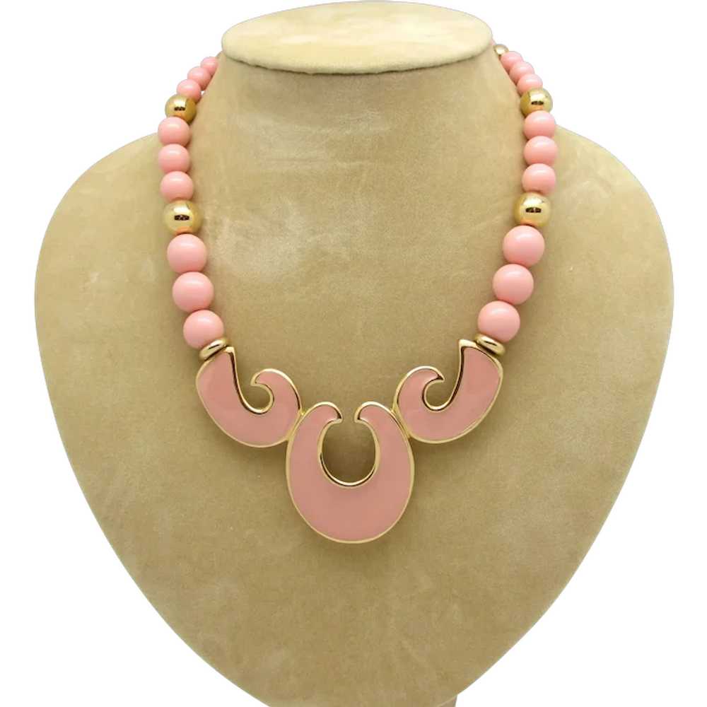 Napier Pink Enameled Necklace - image 1