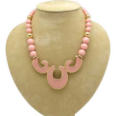 Napier Pink Enameled Necklace - image 1