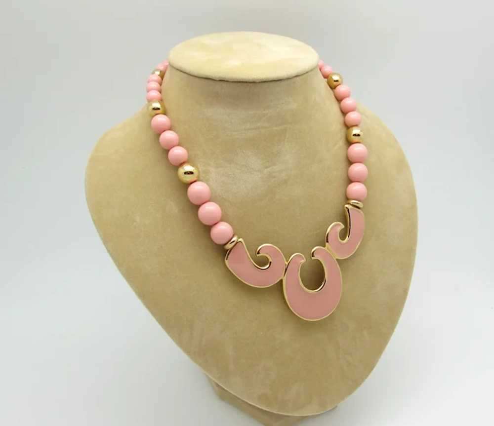 Napier Pink Enameled Necklace - image 2