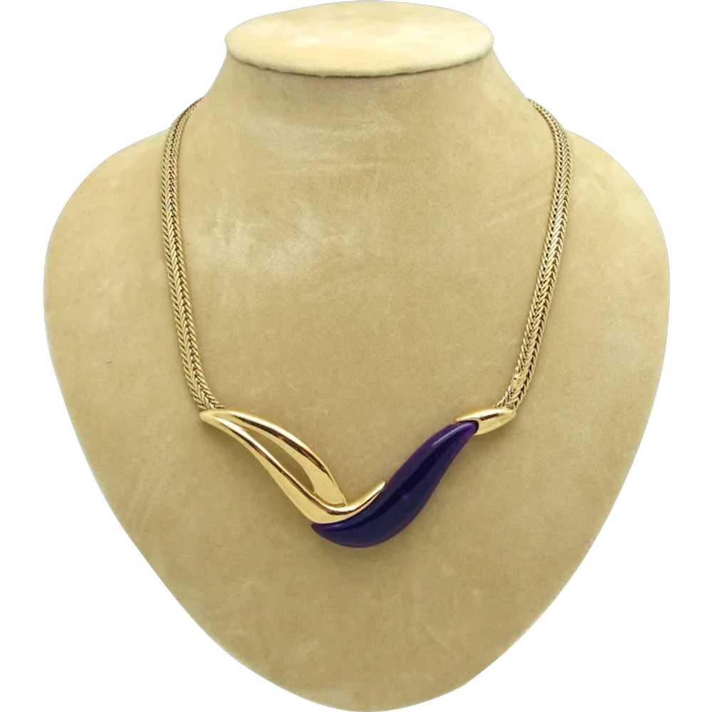 Parklane Goldtone Metal and Purple Resin Necklace - image 1