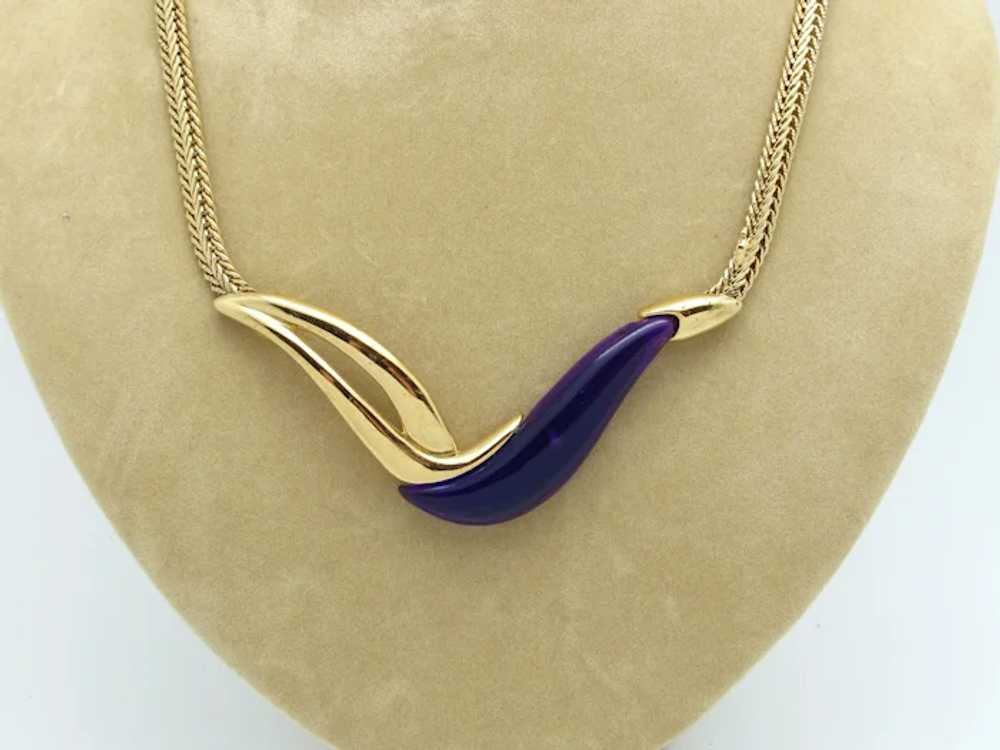 Parklane Goldtone Metal and Purple Resin Necklace - image 2