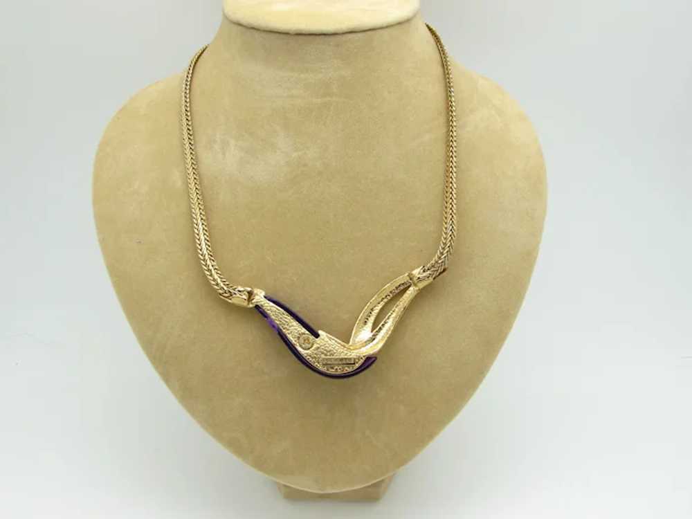 Parklane Goldtone Metal and Purple Resin Necklace - image 4