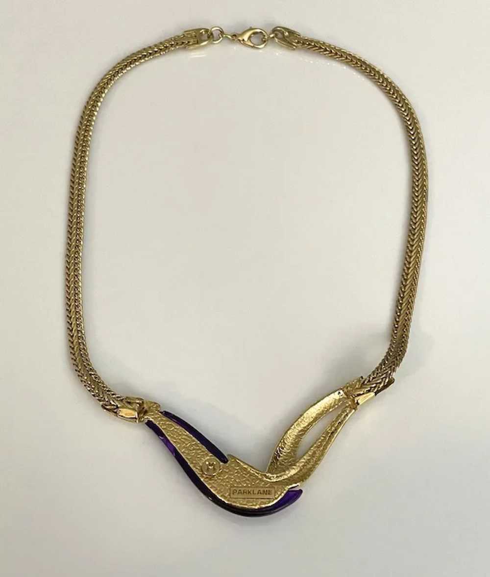 Parklane Goldtone Metal and Purple Resin Necklace - image 5