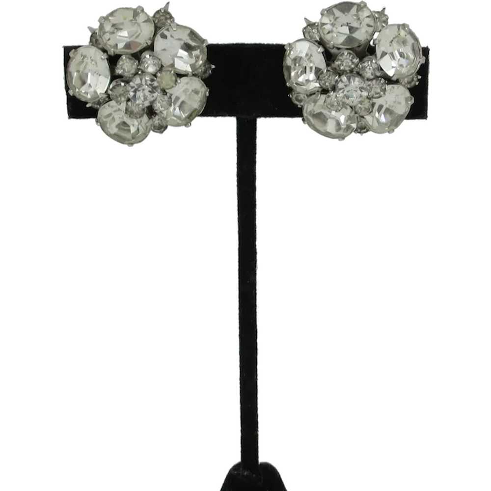 Coro Rhinestone Cluster Earrings - image 1