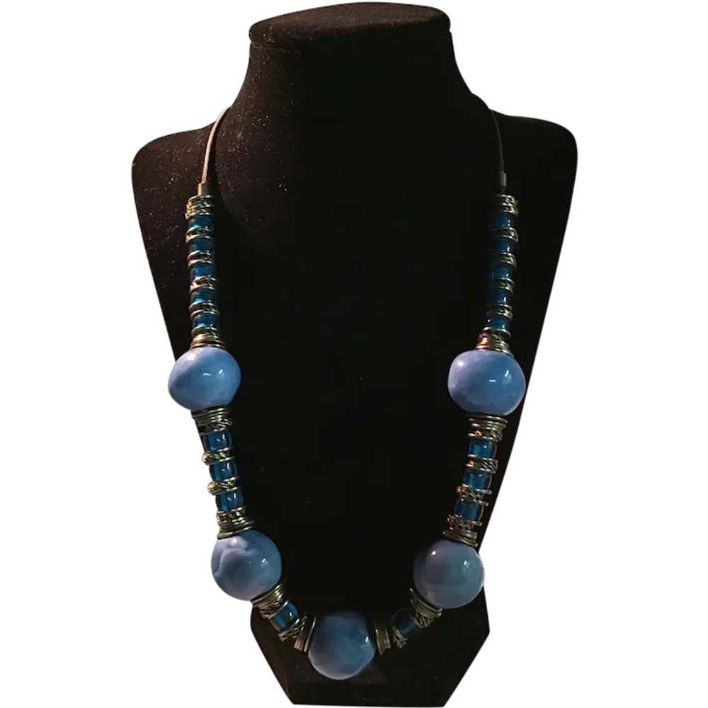 Tribal Style Blue Necklace - image 1