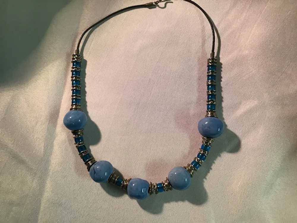 Tribal Style Blue Necklace - image 2