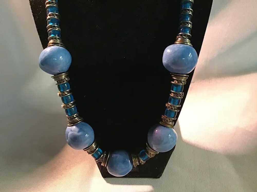 Tribal Style Blue Necklace - image 4