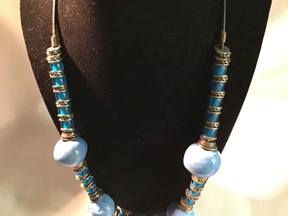 Tribal Style Blue Necklace - image 5
