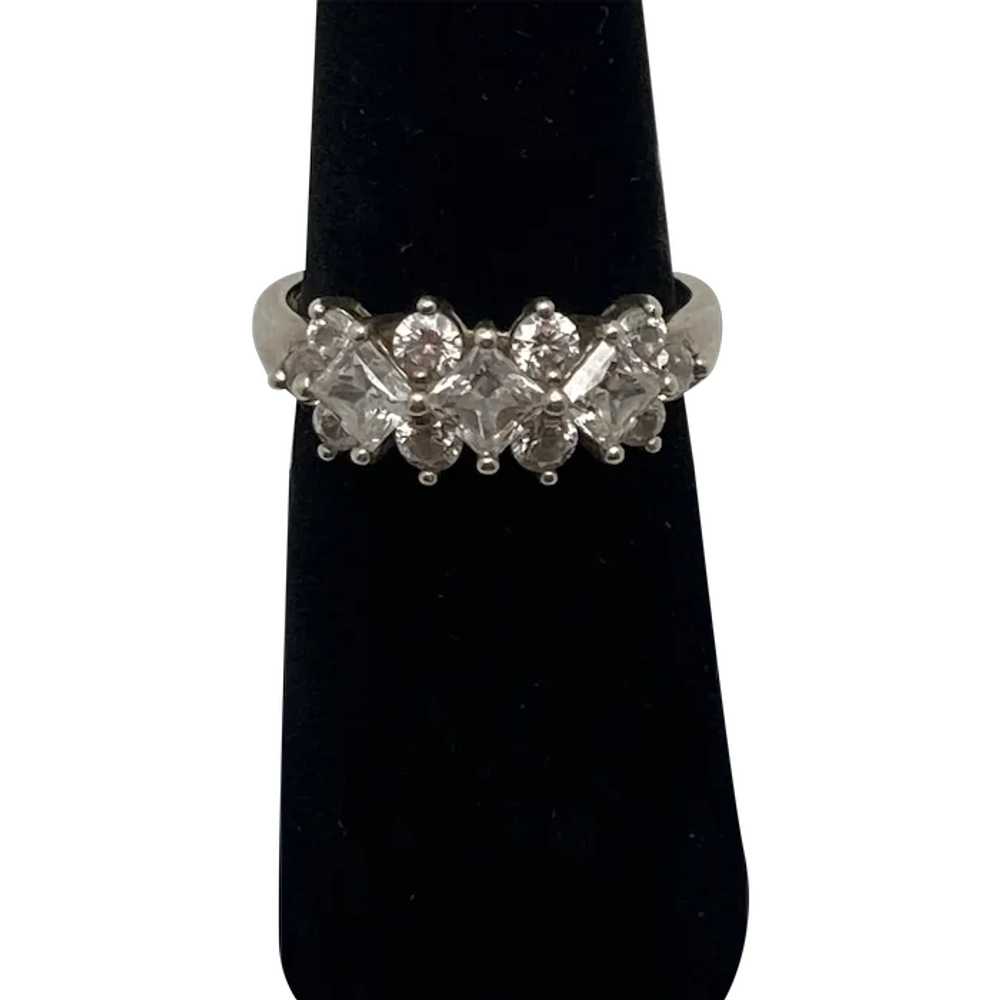 Sterling Silver and Cubic Zirconia Cocktail Ring - image 1