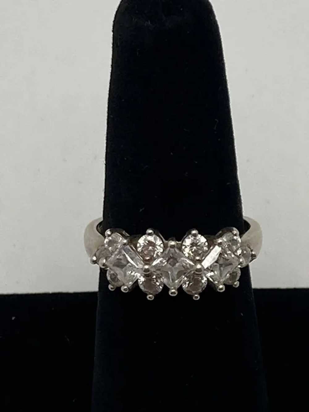 Sterling Silver and Cubic Zirconia Cocktail Ring - image 3