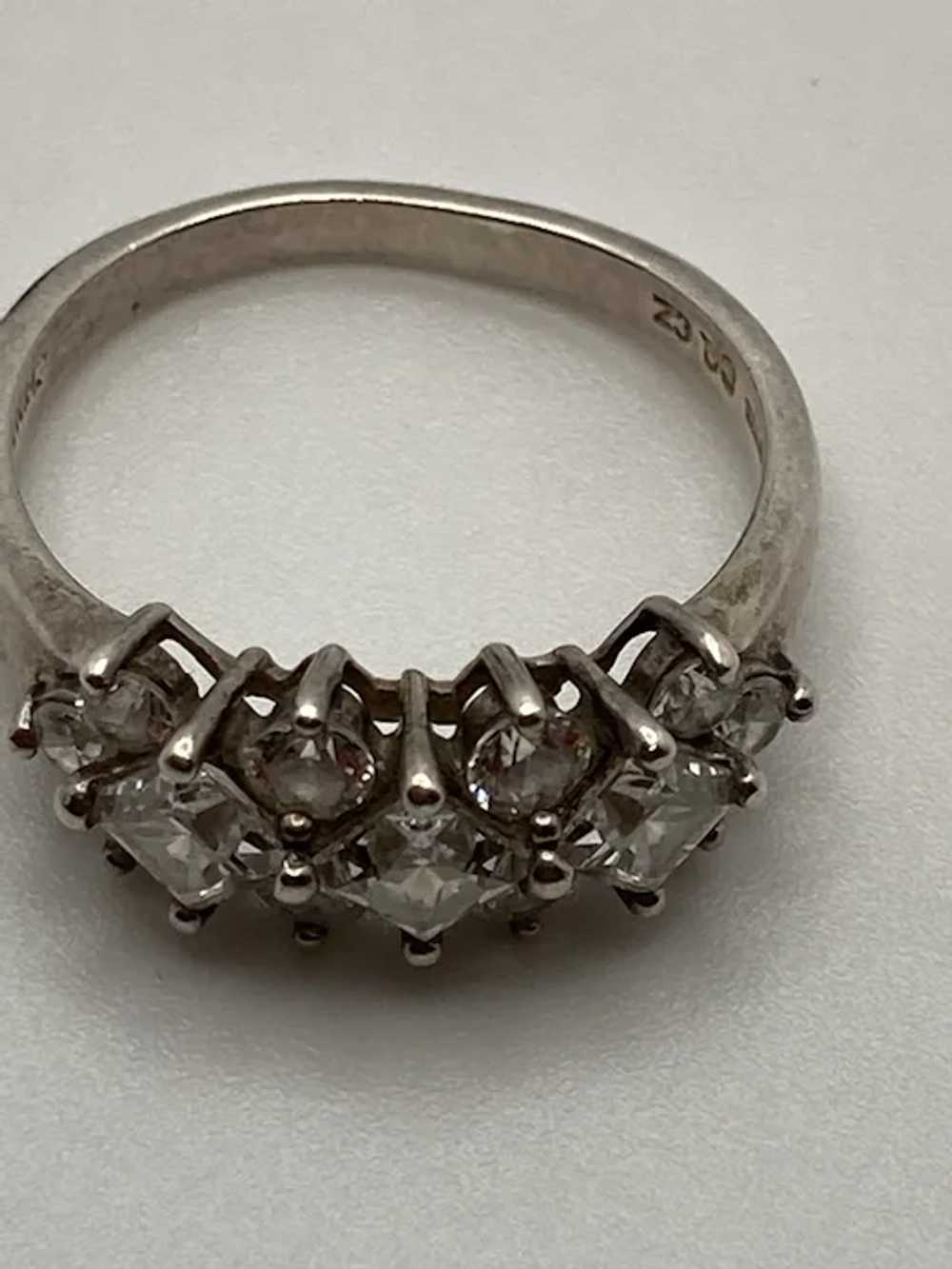 Sterling Silver and Cubic Zirconia Cocktail Ring - image 4