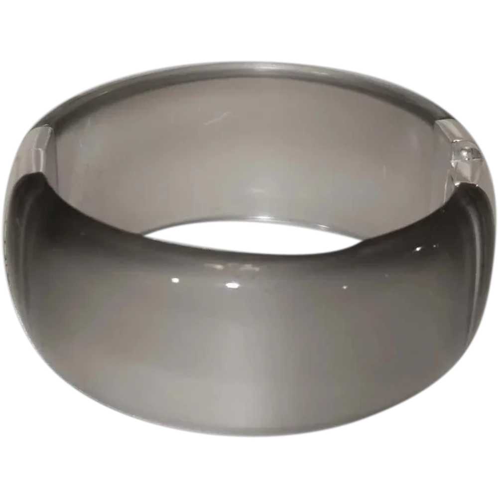 Vintage Gray Moonglow Lucite and Silver Tone Meta… - image 1