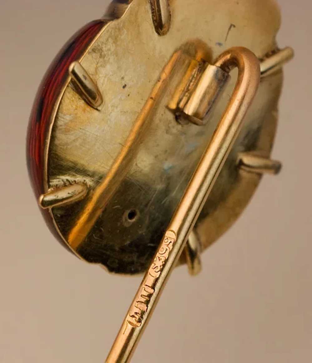 Antique Enamel and 14K Gold Ladybug Stick Pin - image 6