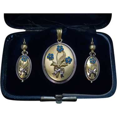 Antique Victorian Pendant Locket and Earrings Ref: