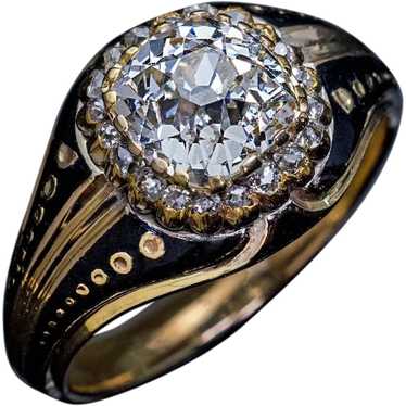 Antique Russian 2.24 Ct Diamond Enamel Gold Unise… - image 1