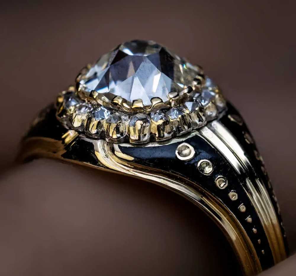 Antique Russian 2.24 Ct Diamond Enamel Gold Unise… - image 2