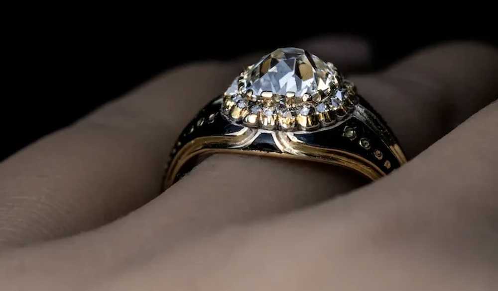 Antique Russian 2.24 Ct Diamond Enamel Gold Unise… - image 5