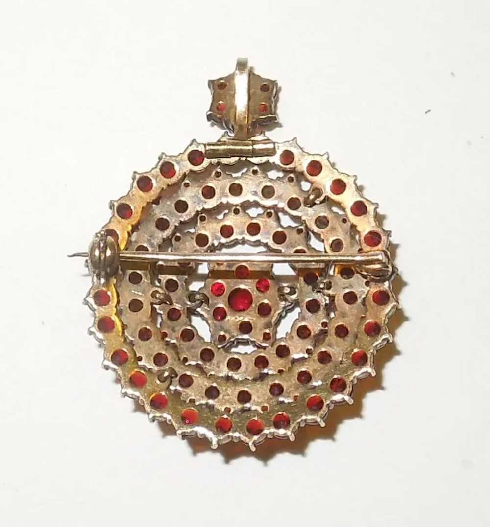 Antique Bohemian Garnet Pendant Brooch - image 4