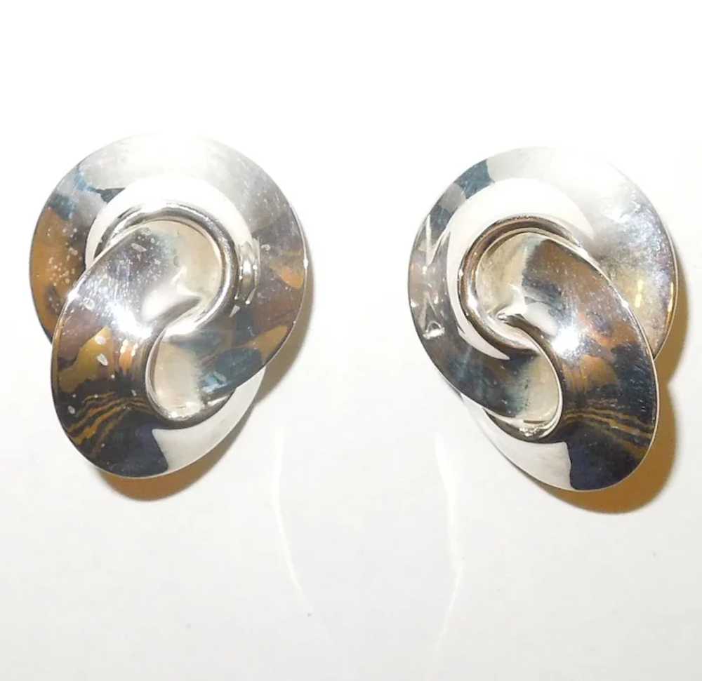 Vintage Sterling Silver Interlocking Circles Clip… - image 4