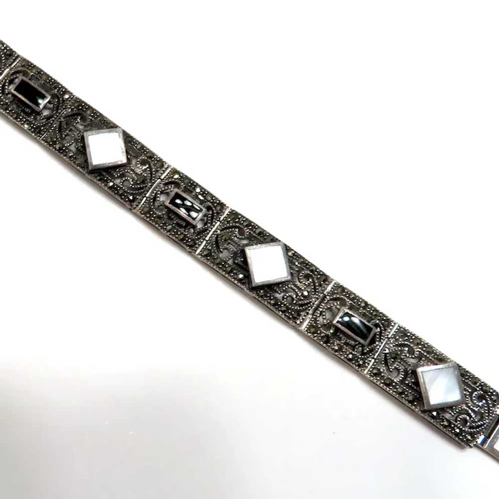 Art Deco Sterling Silver Filigree Panel Bracelet - image 7