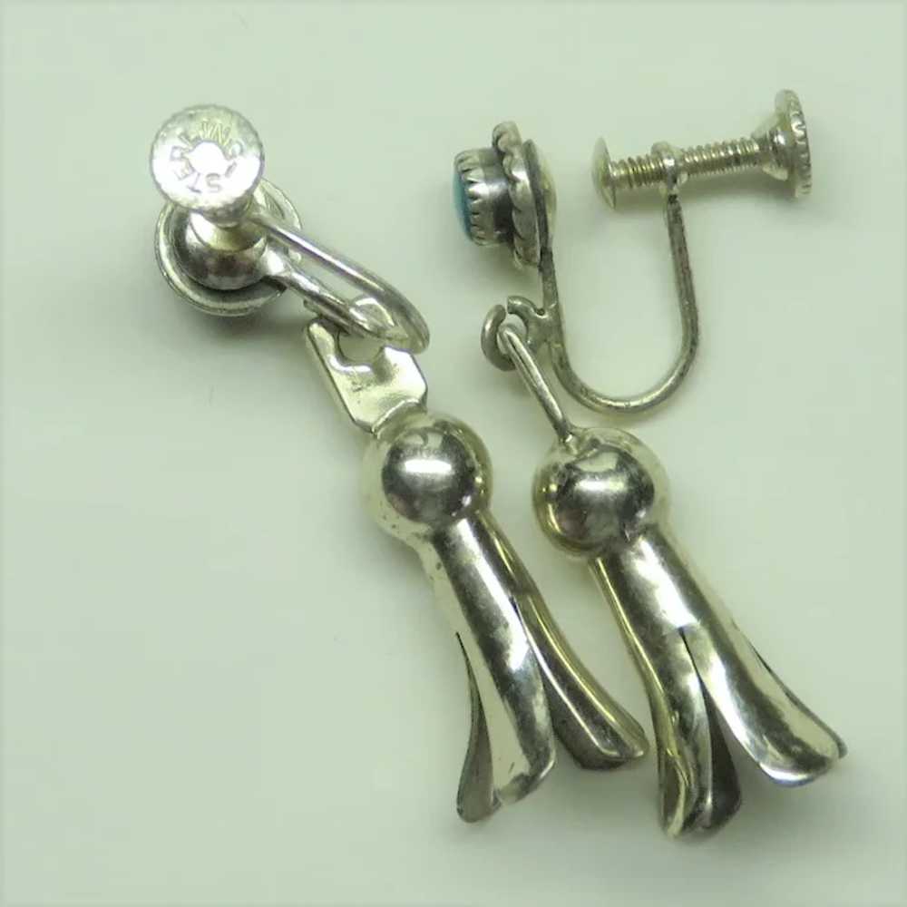 Sterling Silver Screw Back Squash Blossom Earrings - image 5