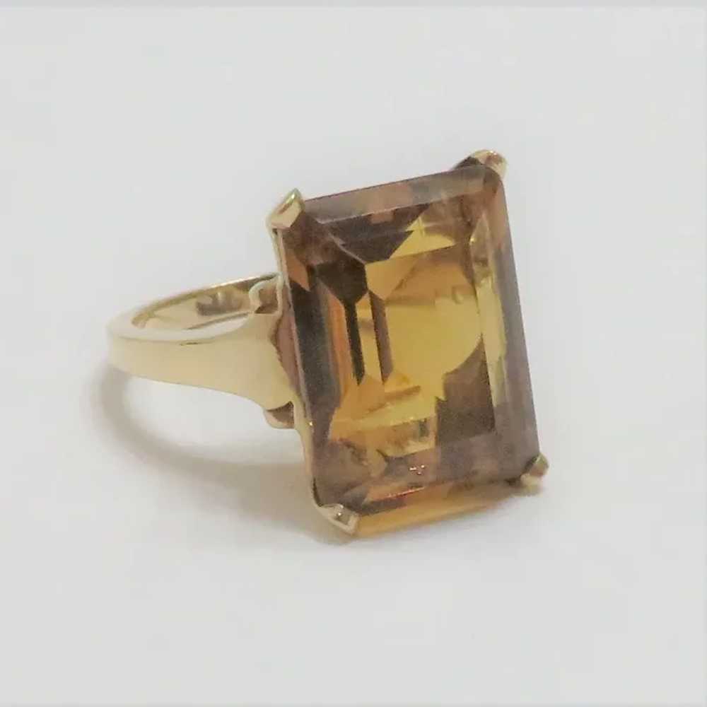 12 Carat Orange Citrine 14K Cocktail Ring - image 2