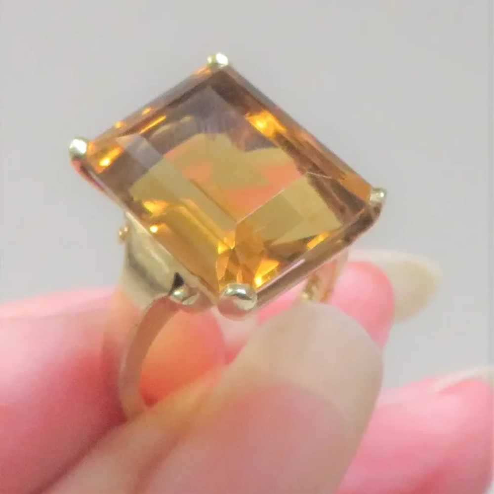 12 Carat Orange Citrine 14K Cocktail Ring - image 4