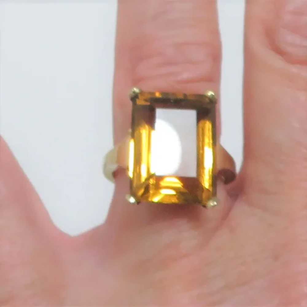 12 Carat Orange Citrine 14K Cocktail Ring - image 6