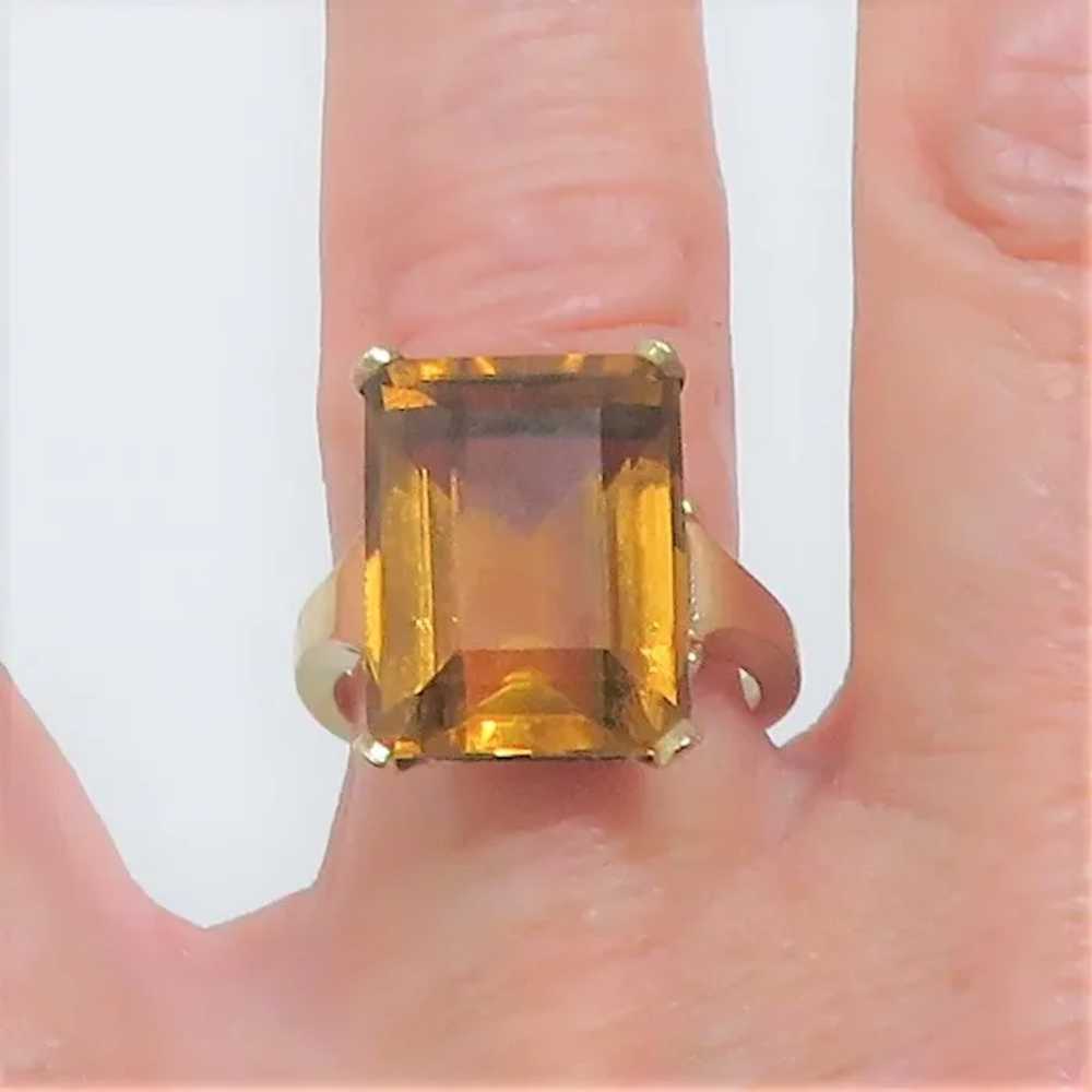 12 Carat Orange Citrine 14K Cocktail Ring - image 7