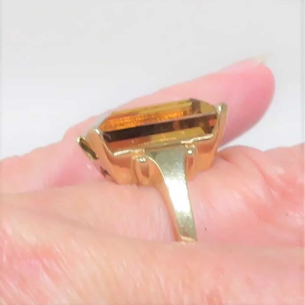 12 Carat Orange Citrine 14K Cocktail Ring - image 8