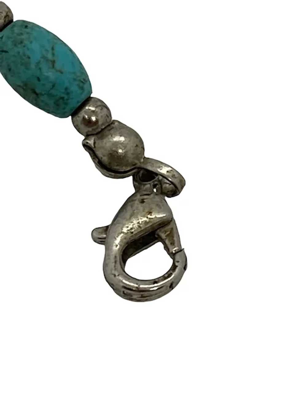 Estate Turquoise Colored Stone Necklace with Silv… - image 7