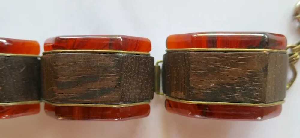 Vintage Bakelite &amp; Wood Link Bracelet - image 4