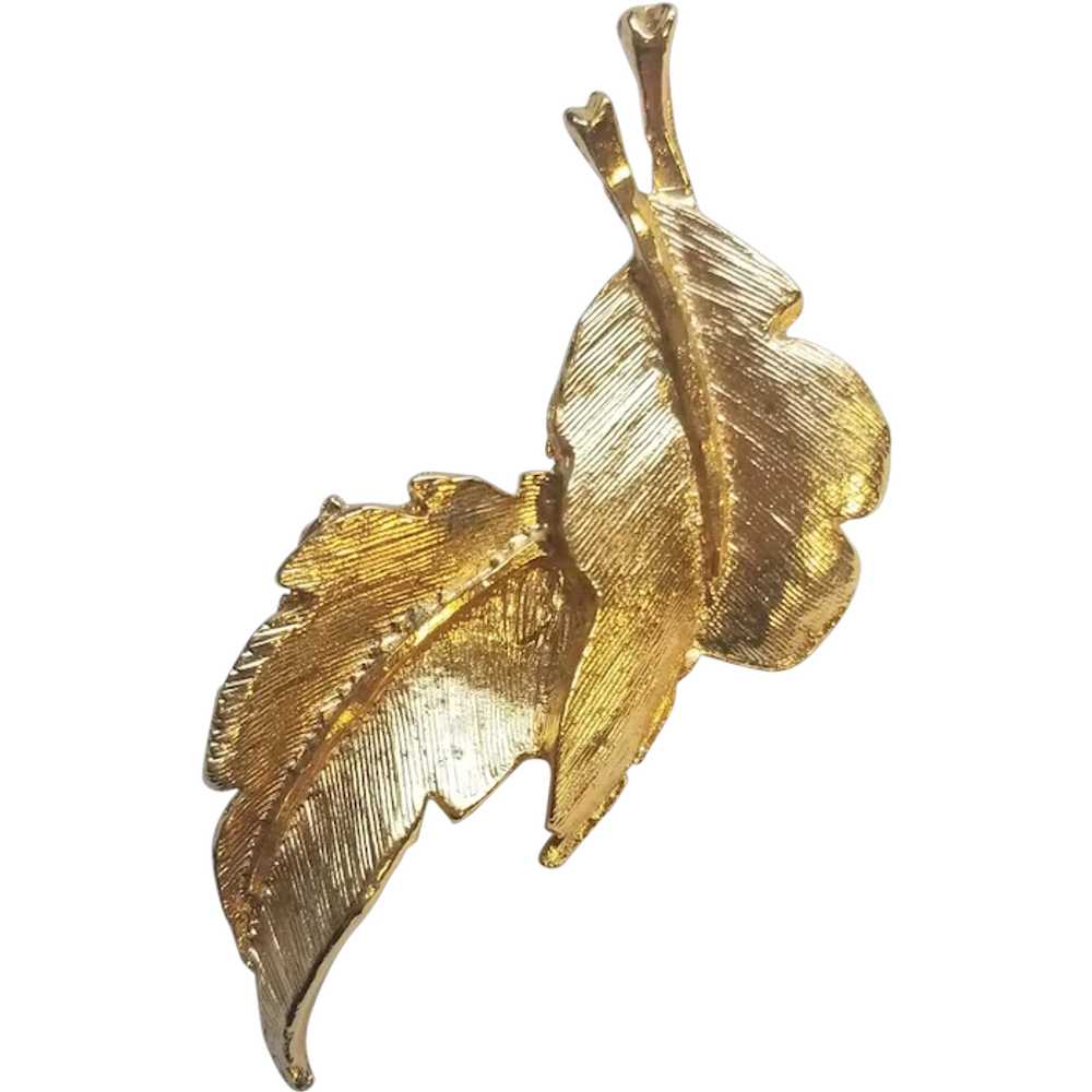 Gold Plated Leaves Vintage 1990's Pin - image 1