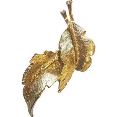 Gold Plated Leaves Vintage 1990's Pin - image 1