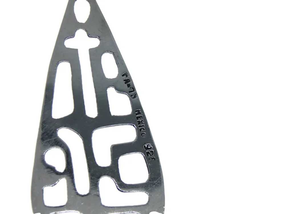 Very Long Mexico Sterling Silver Cutout Design Ea… - image 5